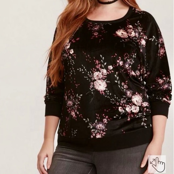 Torrid 4X Velvet Floral Print Sweatshirt - Picture 1 of 11